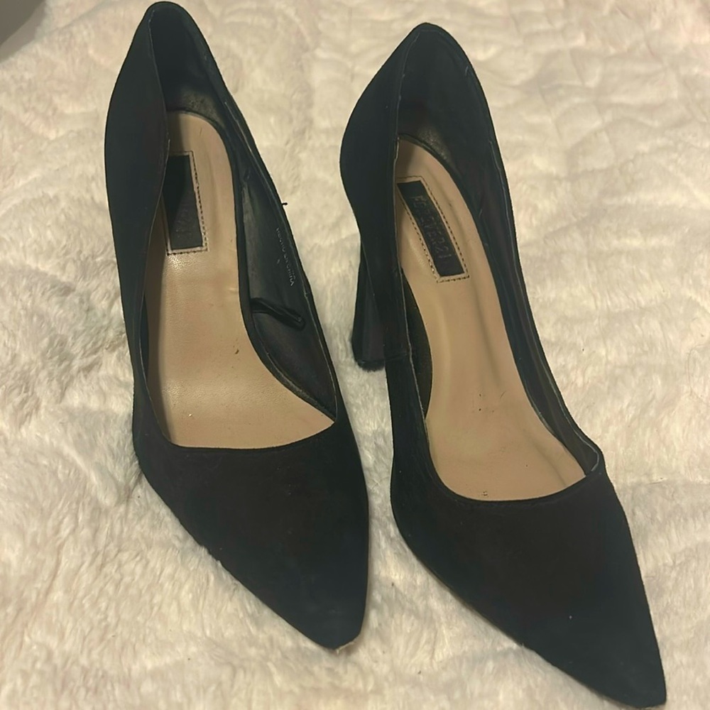 Black suede heels